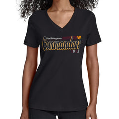 Washington Commanders Starter Women's Groovy Script V-Neck T-Shirt - Black - NFL