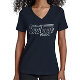 Dallas Cowboys Starter Women's Groovy Script V-Neck T-Shirt - Navy - NFL