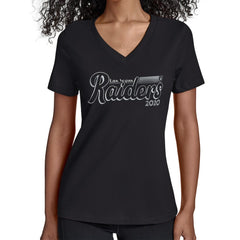 Las Vegas Raiders Starter Women's Groovy Script V-Neck T-Shirt - Black - NFL