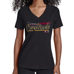 Arizona Cardinals Starter Women's Groovy Script V-Neck T-Shirt - Black - NFL