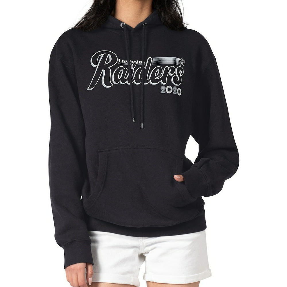 Las Vegas Raiders Starter Women's Groovy Script Pullover Hoodie - Black - NFL