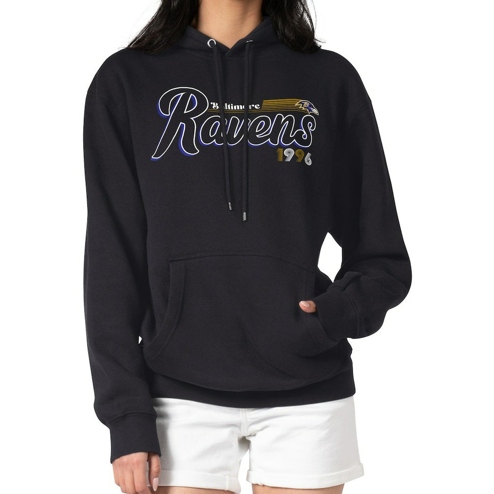 Baltimore Ravens Starter Women's Groovy Script Pullover Hoodie - Black - NFL
