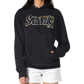 New Orleans Saints Starter Women's Groovy Script Pullover Hoodie - Black - NFL