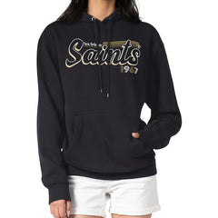 New Orleans Saints Starter Women's Groovy Script Pullover Hoodie - Black - NFL