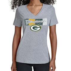 Green Bay Packers Starter Women's Color Shading V-Neck T-Shirt - Gray - NFL