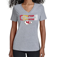 Kansas City Chiefs Starter Women's Color Shading V-Neck T-Shirt - Gray - NFL
