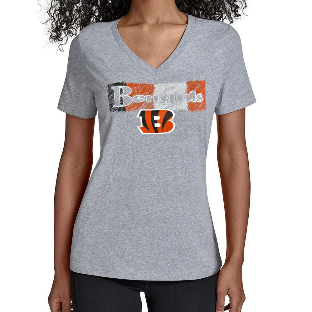 Cincinnati Bengals Starter Women's Color Shading V-Neck T-Shirt - Gray - NFL