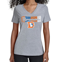 Denver Broncos Starter Women's Color Shading V-Neck T-Shirt - Gray - NFL