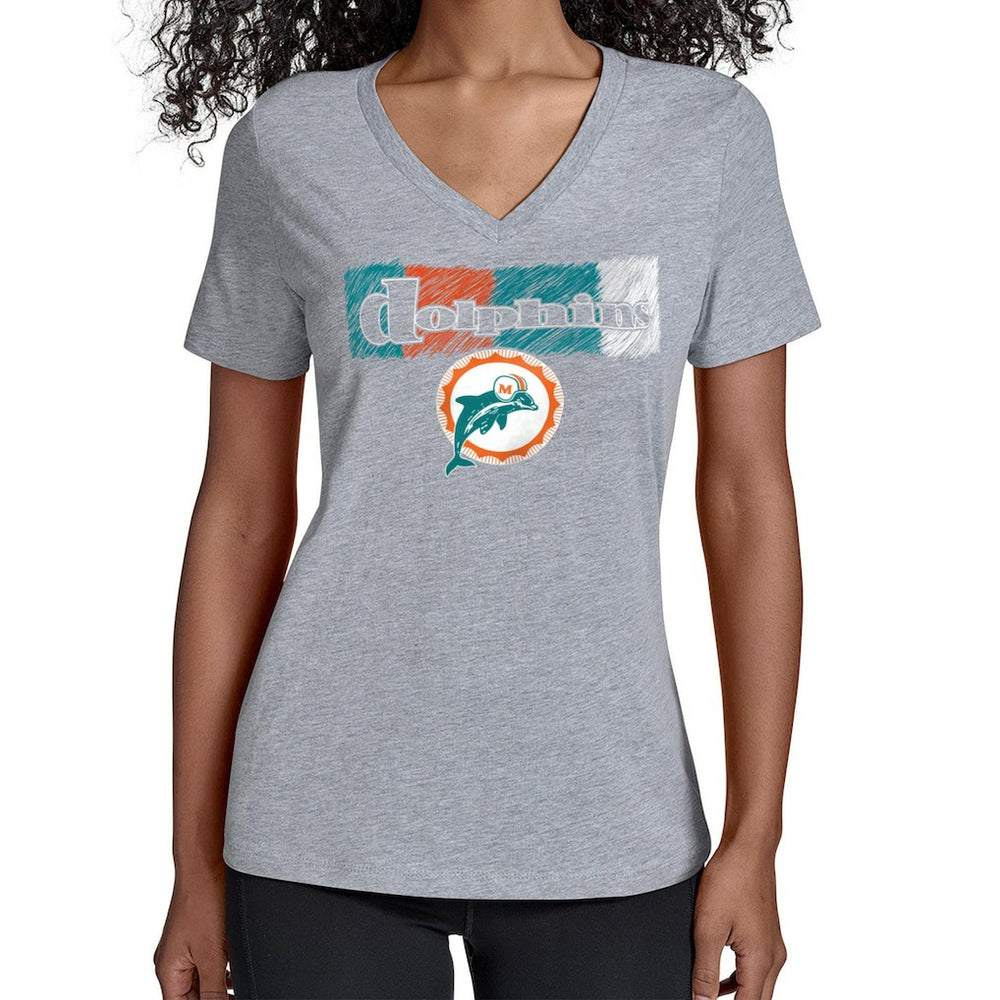 Miami Dolphins Starter Women's Color Shading V-Neck T-Shirt - Gray - NFL