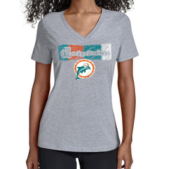 Miami Dolphins Starter Women's Color Shading V-Neck T-Shirt - Gray - NFL