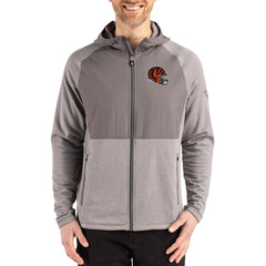 Cincinnati Bengals Cutter & Buck Peshastin Eco Fleece Recycled Raglan Full-Zip Tri-Blend Hybrid Jacket - Heather Gray - NFL