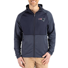 New England Patriots Cutter & Buck Peshastin Eco Fleece Recycled Raglan Full-Zip Tri-Blend Hybrid Jacket - Heather Navy - NFL