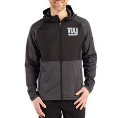 New York Giants Cutter & Buck Peshastin Eco Fleece Recycled Raglan Full-Zip Tri-Blend Hybrid Jacket - Heather Black - NFL