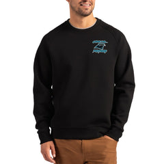 Carolina Panthers Cutter & Buck Throwback Roam Recycled Raglan Pullover Sweatshirt - Black - NFL