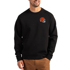 Cleveland Browns Cutter & Buck Helmet Roam Recycled Raglan Pullover Sweatshirt - Black - NFL