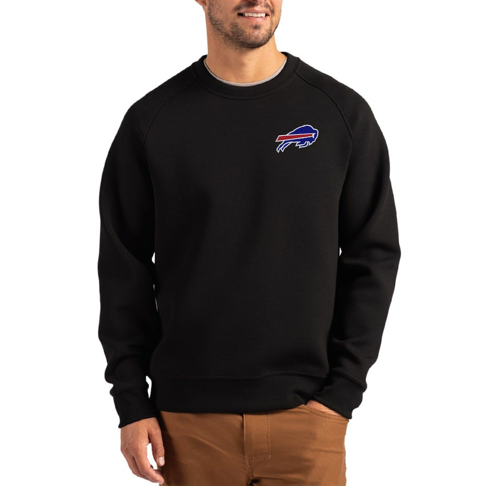 Buffalo Bills Cutter & Buck Primary Logo Roam Recycled Raglan Pullover Sweatshirt - Black - NFL