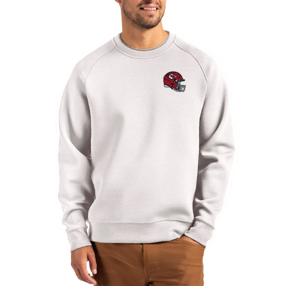 Kansas City Chiefs Cutter & Buck Helmet Roam Recycled Raglan Pullover Sweatshirt - Gray - NFL