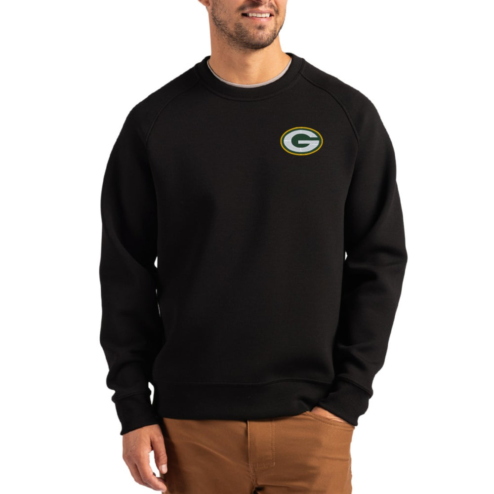 Green Bay Packers Cutter & Buck Primary Logo Roam Recycled Raglan Pullover Sweatshirt - Black - NFL