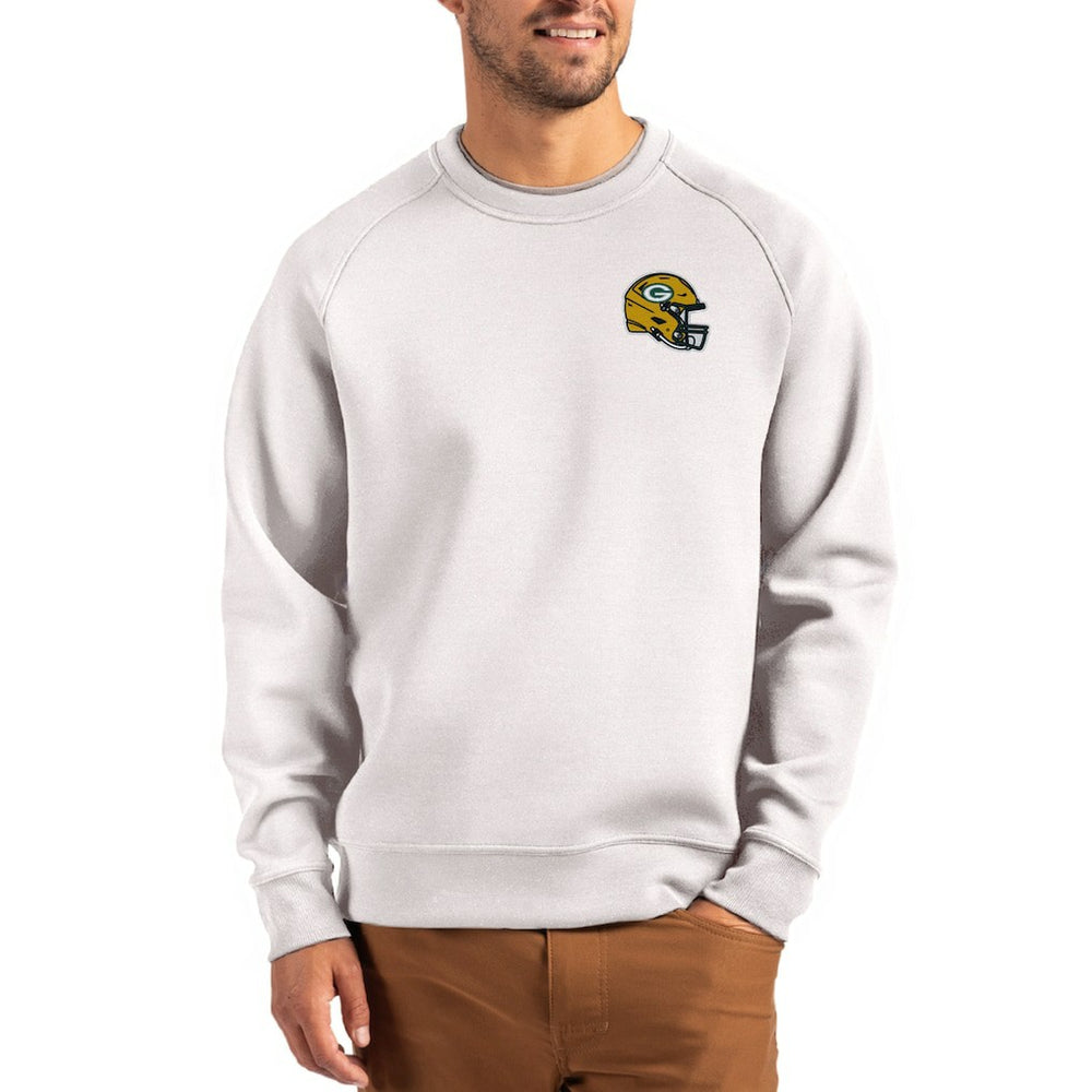 Green Bay Packers Cutter & Buck Helmet Roam Recycled Raglan Pullover Sweatshirt - Gray - NFL