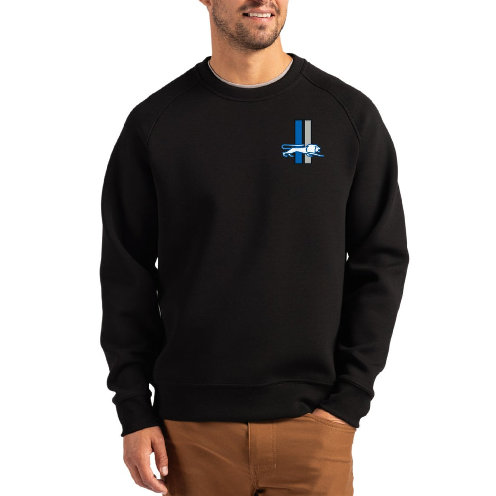 Detroit Lions Cutter & Buck Throwback Roam Recycled Raglan Pullover Sweatshirt - Black - NFL