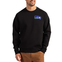 Seattle Seahawks Cutter & Buck Throwback Roam Recycled Raglan Pullover Sweatshirt - Black - NFL