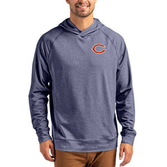 Chicago Bears Cutter & Buck Adapt Knit Recycled Raglan Pullover Hoodie - Heather Navy - NFL