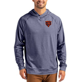 Chicago Bears Cutter & Buck Adapt Knit Recycled Raglan Pullover Hoodie - Heather Navy - NFL