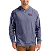 Denver Broncos Cutter & Buck Adapt Americana Knit Recycled Raglan Pullover Hoodie - Heather Navy - NFL