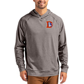 Denver Broncos Cutter & Buck Adapt Historic Knit Recycled Raglan Pullover Hoodie - Heather Gray - NFL