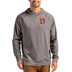 Denver Broncos Cutter & Buck Adapt Historic Knit Recycled Raglan Pullover Hoodie - Heather Gray - NFL
