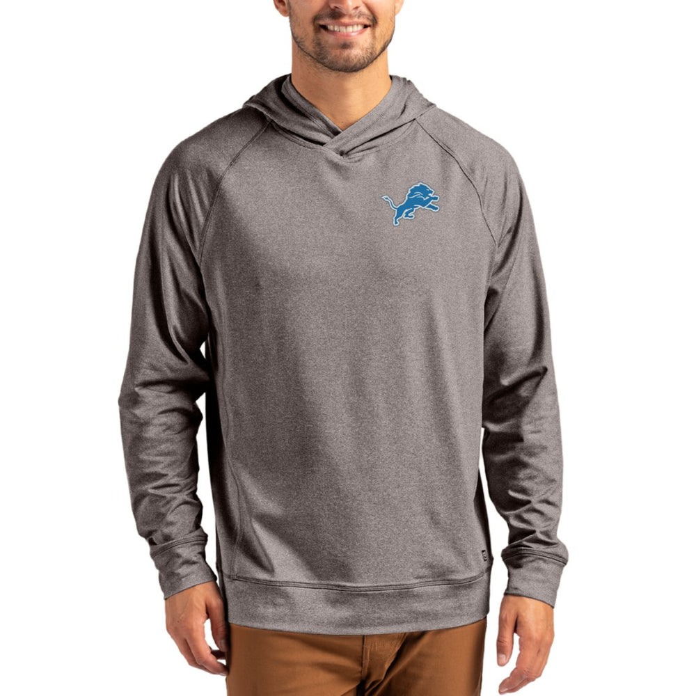Detroit Lions Cutter & Buck Adapt Knit Recycled Raglan Pullover Hoodie - Heather Gray - NFL