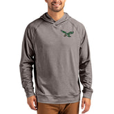 Philadelphia Eagles Cutter & Buck Adapt Historic Knit Recycled Raglan Pullover Hoodie - Heather Gray - NFL