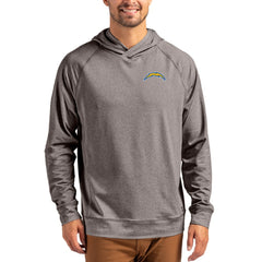 Los Angeles Chargers Cutter & Buck Adapt Knit Recycled Raglan Pullover Hoodie - Heather Gray - NFL