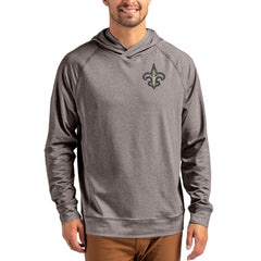 New Orleans Saints Cutter & Buck Adapt Knit Recycled Raglan Pullover Hoodie - Heather Gray - NFL
