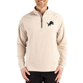 Detroit Lions Cutter & Buck Adapt Eco Knit Stretch Recycled Quarter-Zip Pullover - Tan - NFL