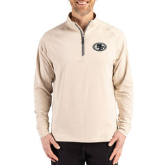 San Francisco 49ers Cutter & Buck Adapt Eco Knit Stretch Recycled Quarter-Zip Pullover - Tan - NFL