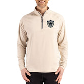 Las Vegas Raiders Cutter & Buck Adapt Eco Knit Stretch Recycled Quarter-Zip Pullover - Tan - NFL