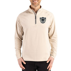 Las Vegas Raiders Cutter & Buck Adapt Eco Knit Stretch Recycled Quarter-Zip Pullover - Tan - NFL