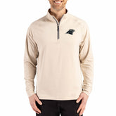 Carolina Panthers Cutter & Buck Adapt Eco Knit Stretch Recycled Quarter-Zip Pullover - Tan - NFL