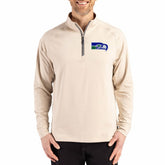 Seattle Seahawks Cutter & Buck Adapt Eco Knit Stretch Recycled Quarter-Zip Pullover - Tan - NFL