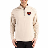 Chicago Bears Cutter & Buck Adapt Eco Knit Stretch Recycled Quarter-Zip Pullover - Tan - NFL
