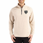 Chicago Bears Cutter & Buck Adapt Eco Knit Stretch Recycled Quarter-Zip Pullover - Tan - NFL