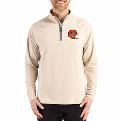 Cincinnati Bengals Cutter & Buck Throwback Logo Adapt Eco Knit Stretch Recycled Quarter-Zip Pullover - Tan - NFL