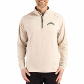 Los Angeles Chargers Cutter & Buck Adapt Eco Knit Stretch Recycled Quarter-Zip Pullover - Tan - NFL