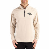Denver Broncos Cutter & Buck Adapt Eco Knit Stretch Recycled Quarter-Zip Pullover - Tan - NFL