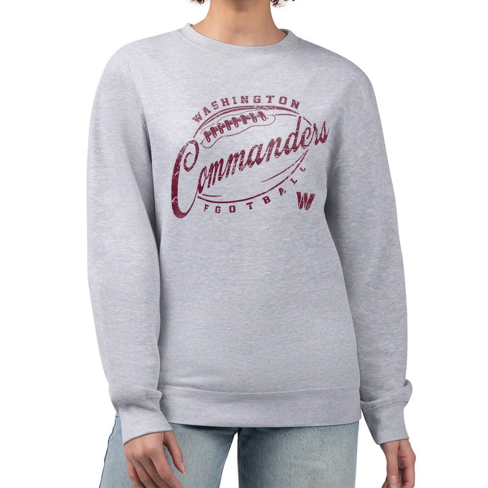 Washington Commanders G-III 4Her by Carl Banks Women's Distressed Graphics Fleece Pullover Sweatshirt - Gray - NFL