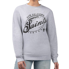 New Orleans Saints G-III 4Her by Carl Banks Women's Distressed Graphics Fleece Pullover Sweatshirt - Gray - NFL