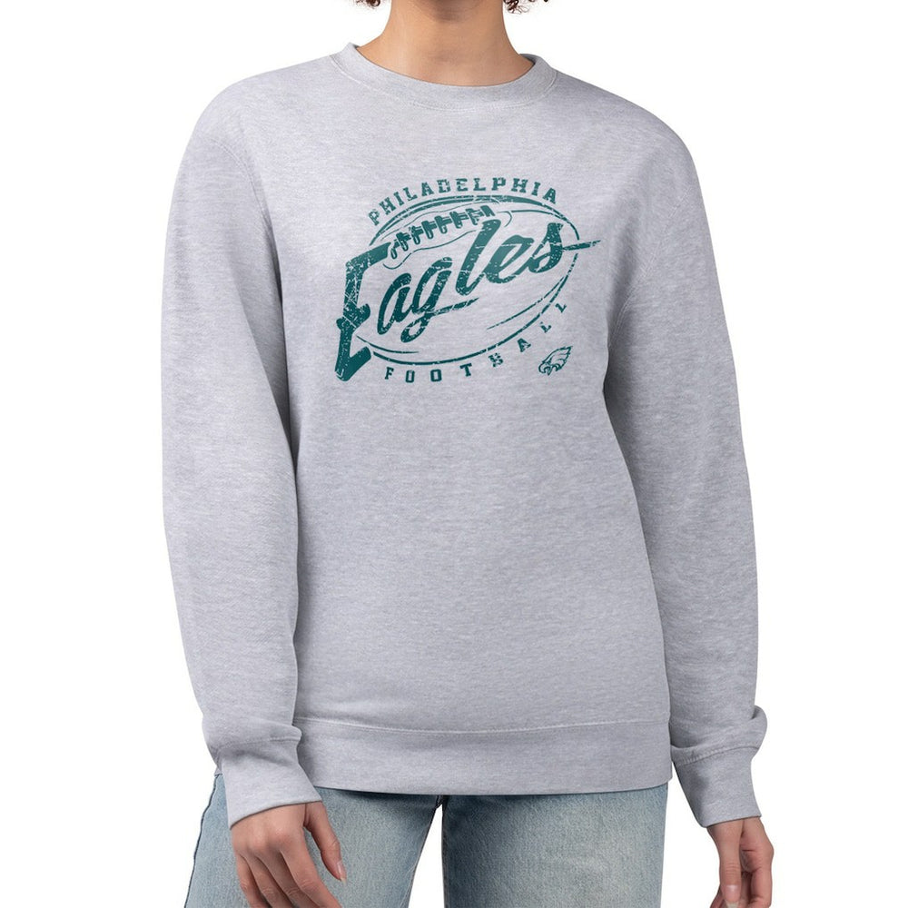 Philadelphia Eagles G-III 4Her by Carl Banks Women's Distressed Graphics Fleece Pullover Sweatshirt - Gray - NFL