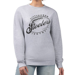 Pittsburgh Steelers G-III 4Her by Carl Banks Women's Distressed Graphics Fleece Pullover Sweatshirt - Gray - NFL