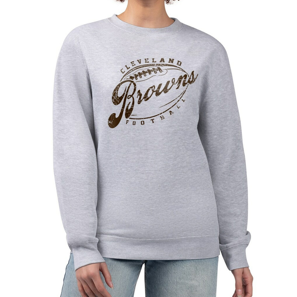 Cleveland Browns G-III 4Her by Carl Banks Women's Distressed Graphics Fleece Pullover Sweatshirt - Gray - NFL